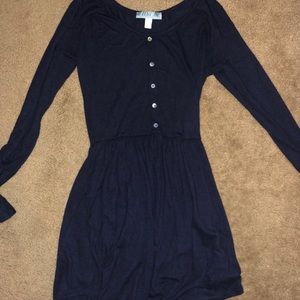 Navy fit and flare button down soft dress